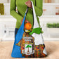 Equatorial Guinea Kente Grocery Bag - Tribal Mask and National Coat of Arms