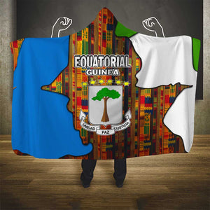 Equatorial Guinea Kente Hooded Blanket - Tribal Mask and National Coat of Arms