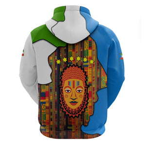 Equatorial Guinea Kente Hoodie - Tribal Mask and National Coat of Arms