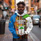Equatorial Guinea Kente Hoodie - Tribal Mask and National Coat of Arms