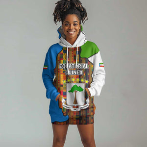Equatorial Guinea Kente Hoodie Dress - Tribal Mask and National Coat of Arms