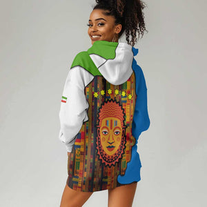 Equatorial Guinea Kente Hoodie Dress - Tribal Mask and National Coat of Arms