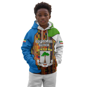 Equatorial Guinea Kente Kid Hoodie - Tribal Mask and National Coat of Arms