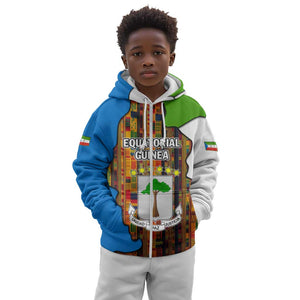Equatorial Guinea Kente Kid Hoodie - Tribal Mask and National Coat of Arms