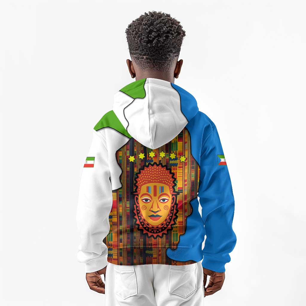 Equatorial Guinea Kente Kid Hoodie - Tribal Mask and National Coat of Arms