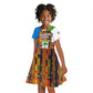 Equatorial Guinea Kente Kid Short Sleeve Dress - Tribal Mask and National Coat of Arms