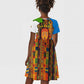 Equatorial Guinea Kente Kid Short Sleeve Dress - Tribal Mask and National Coat of Arms