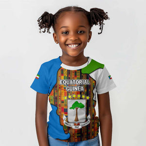 Equatorial Guinea Kente Kid T shirt - Tribal Mask and National Coat of Arms