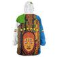 Equatorial Guinea Kente Kid Wearable Blanket Hoodie - Tribal Mask and National Coat of Arms
