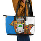 Equatorial Guinea Kente Leather Tote Bag - Tribal Mask and National Coat of Arms