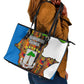 Equatorial Guinea Kente Leather Tote Bag - Tribal Mask and National Coat of Arms