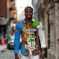 Equatorial Guinea Kente Long Sleeve Button Shirt - Tribal Mask and National Coat of Arms