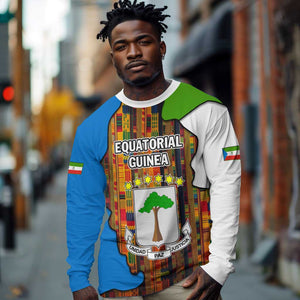 Equatorial Guinea Kente Long Sleeve Shirt - Tribal Mask and National Coat of Arms