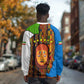 Equatorial Guinea Kente Long Sleeve Shirt - Tribal Mask and National Coat of Arms