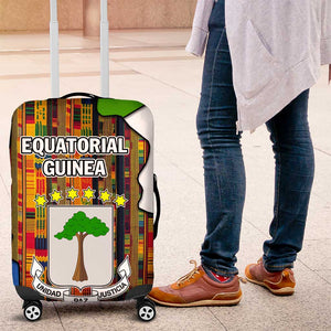 Equatorial Guinea Kente Luggage Cover - Tribal Mask and National Coat of Arms