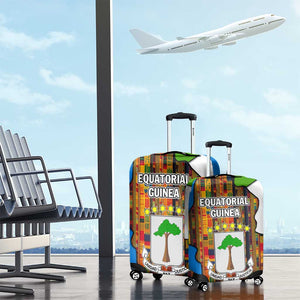 Equatorial Guinea Kente Luggage Cover - Tribal Mask and National Coat of Arms