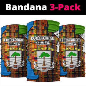 Equatorial Guinea Kente Neck Gaiter - Tribal Mask and National Coat of Arms - African Pride