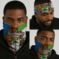 Equatorial Guinea Kente Neck Gaiter - Tribal Mask and National Coat of Arms TS04