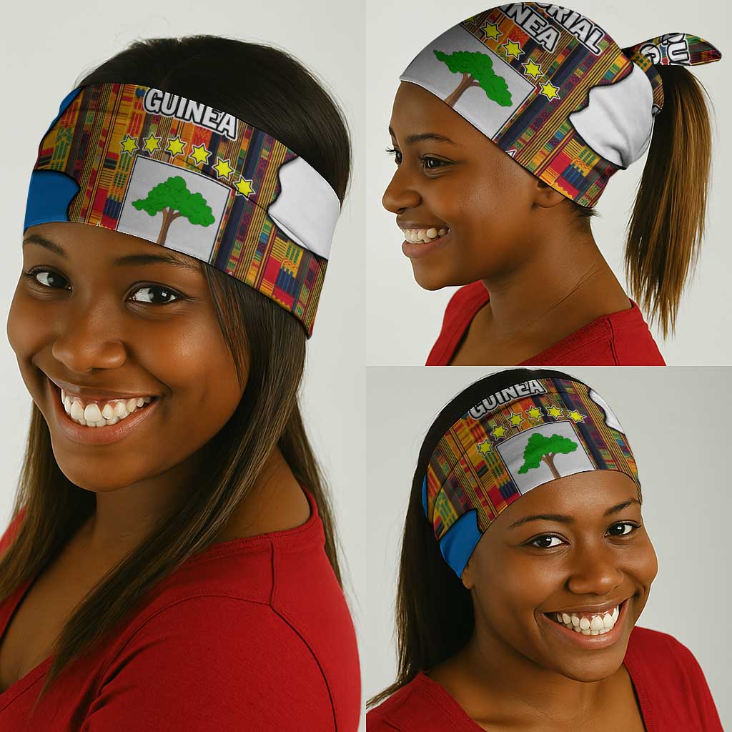 Equatorial Guinea Kente Neck Gaiter - Tribal Mask and National Coat of Arms TS04