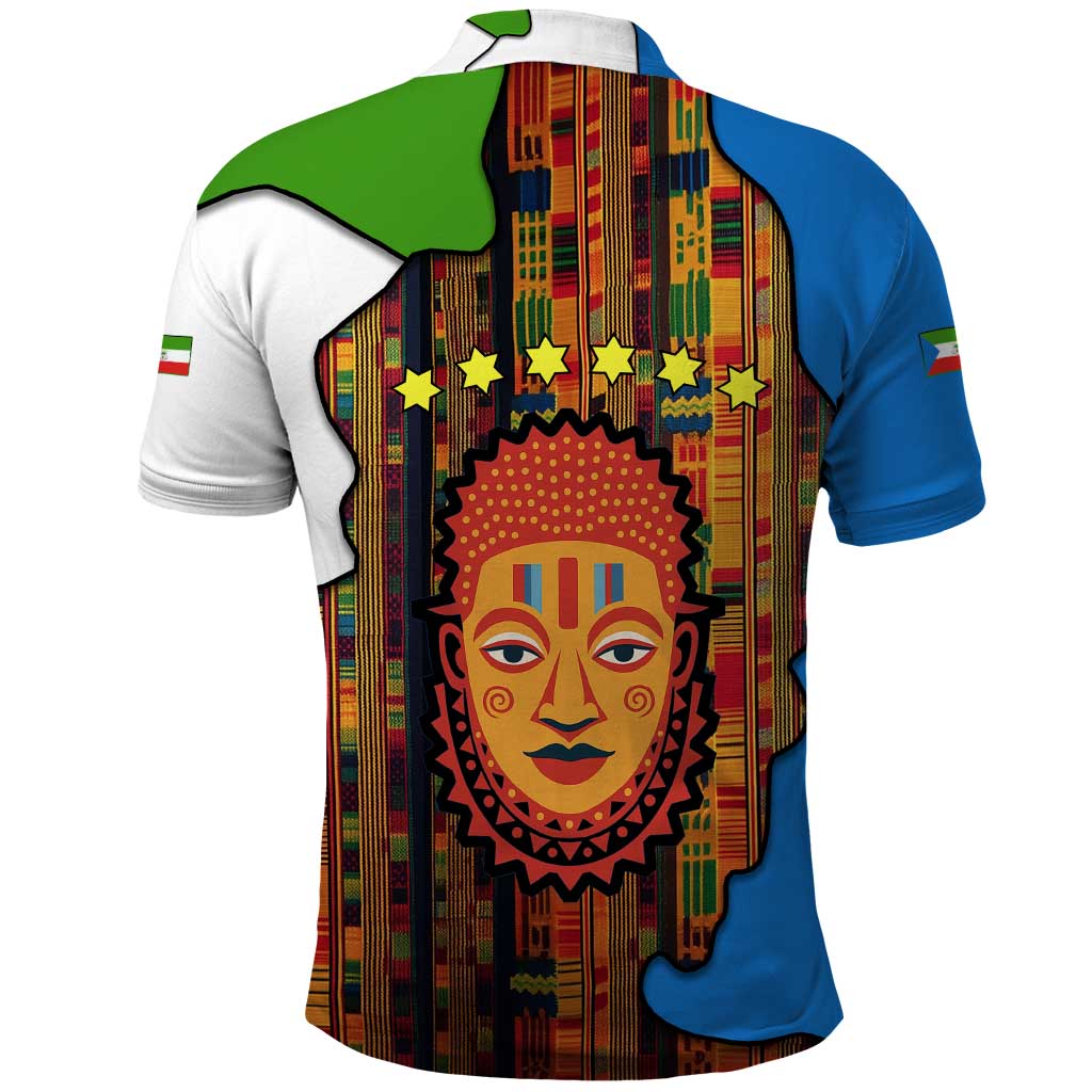Equatorial Guinea Kente Polo Shirt - Tribal Mask and National Coat of Arms