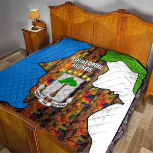 Equatorial Guinea Kente Quilt - Tribal Mask and National Coat of Arms