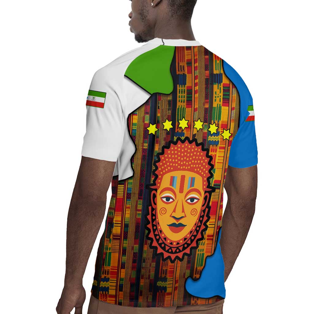Equatorial Guinea Kente Rugby Jersey - Tribal Mask and National Coat of Arms