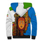 Equatorial Guinea Kente Sherpa Hoodie - Tribal Mask and National Coat of Arms