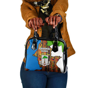 Equatorial Guinea Kente Shoulder Handbag - Tribal Mask and National Coat of Arms