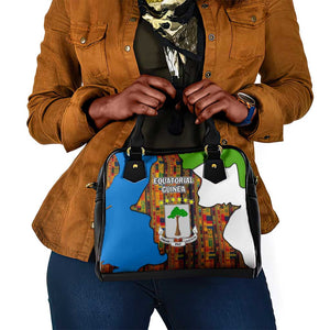 Equatorial Guinea Kente Shoulder Handbag - Tribal Mask and National Coat of Arms
