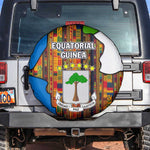 Equatorial Guinea Kente Spare Tire Cover - Tribal Mask and National Coat of Arms