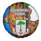 Equatorial Guinea Kente Spare Tire Cover - Tribal Mask and National Coat of Arms