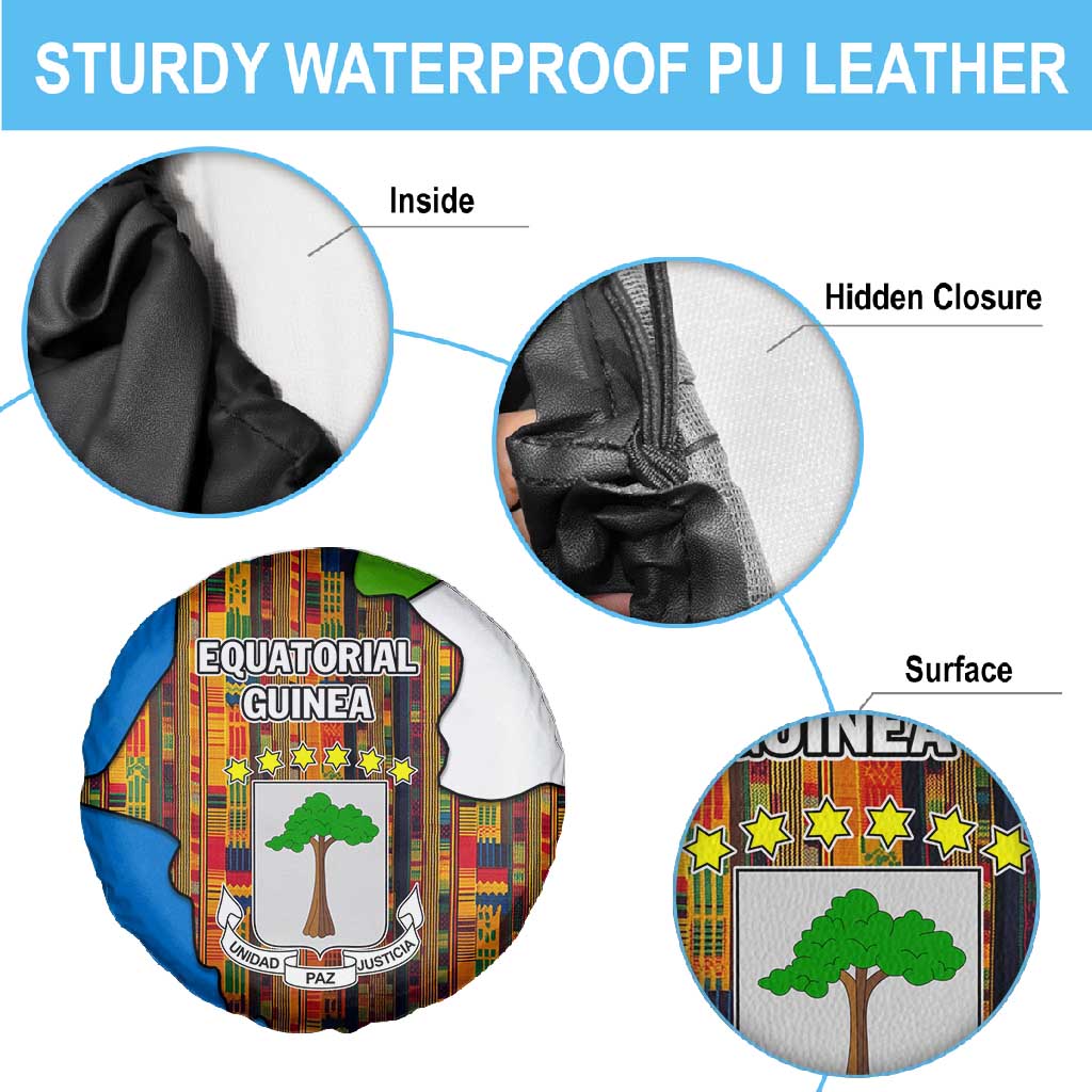 Equatorial Guinea Kente Spare Tire Cover - Tribal Mask and National Coat of Arms