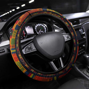 Equatorial Guinea Kente Steering Wheel Cover - Tribal Mask and National Coat of Arms