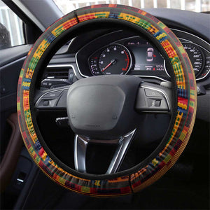 Equatorial Guinea Kente Steering Wheel Cover - Tribal Mask and National Coat of Arms