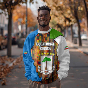 Equatorial Guinea Kente Sweatshirt - Tribal Mask and National Coat of Arms