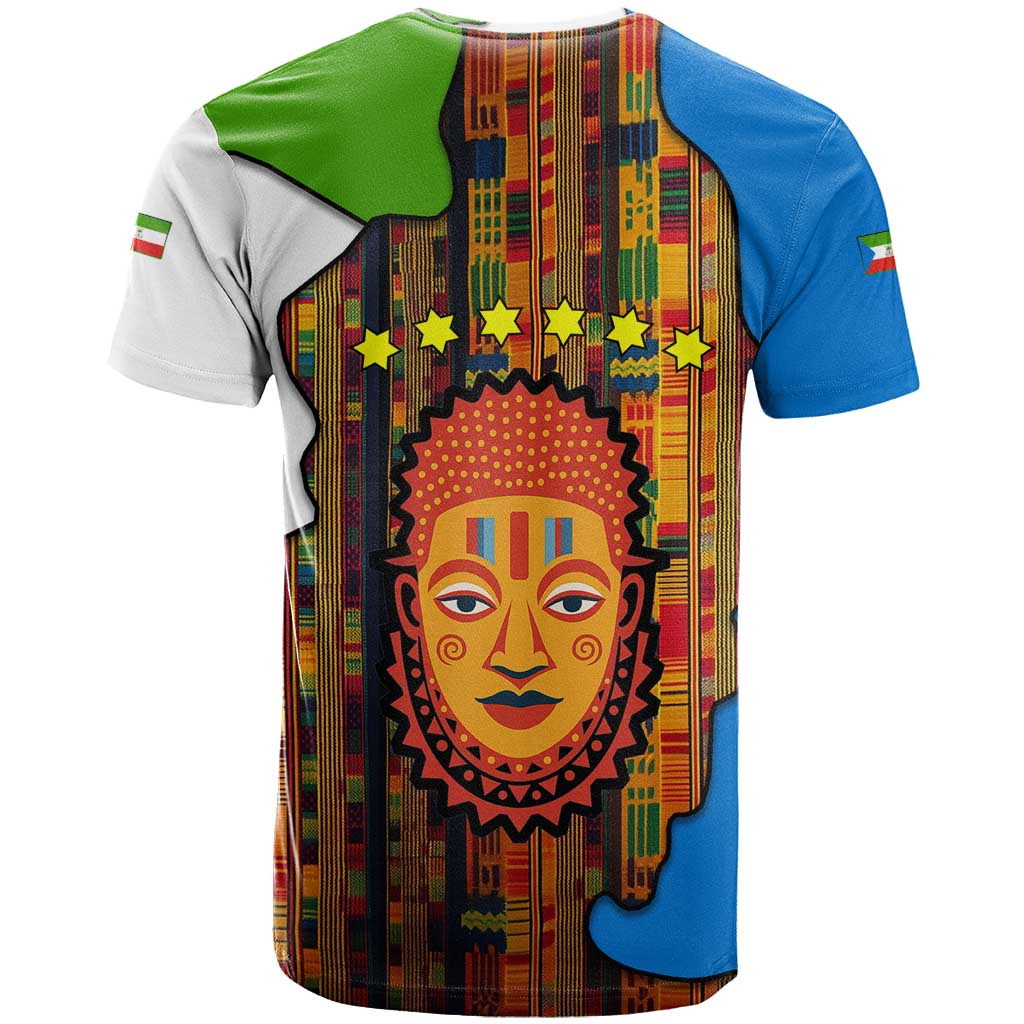 Equatorial Guinea Kente T shirt - Tribal Mask and National Coat of Arms