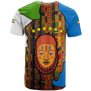 Equatorial Guinea Kente T shirt - Tribal Mask and National Coat of Arms