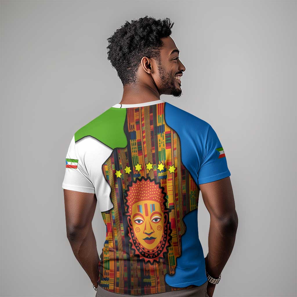 Equatorial Guinea Kente T shirt - Tribal Mask and National Coat of Arms