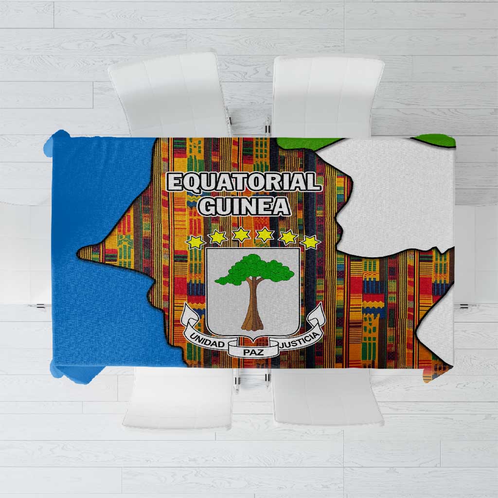 Equatorial Guinea Kente Tablecloth - Tribal Mask and National Coat of Arms