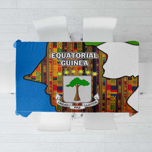 Equatorial Guinea Kente Tablecloth - Tribal Mask and National Coat of Arms