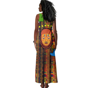 Equatorial Guinea Kente Tank Maxi Dress - Tribal Mask and National Coat of Arms