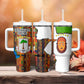 Equatorial Guinea Kente Tumbler With Handle - Tribal Mask and National Coat of Arms