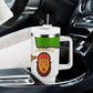 Equatorial Guinea Kente Tumbler With Handle - Tribal Mask and National Coat of Arms