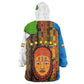 Equatorial Guinea Kente Wearable Blanket Hoodie - Tribal Mask and National Coat of Arms