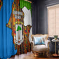 Equatorial Guinea Kente Window Curtain - Tribal Mask and National Coat of Arms