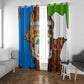 Equatorial Guinea Kente Window Curtain - Tribal Mask and National Coat of Arms