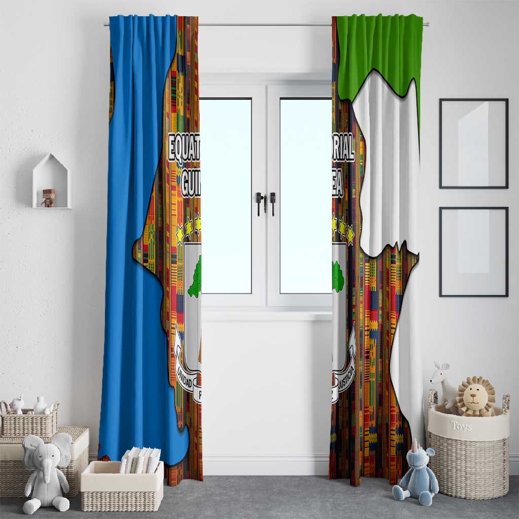 Equatorial Guinea Kente Window Curtain - Tribal Mask and National Coat of Arms