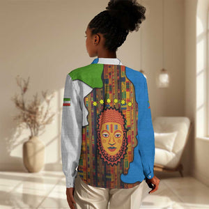 Equatorial Guinea Kente Women Casual Shirt - Tribal Mask and National Coat of Arms