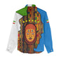 Equatorial Guinea Kente Women Casual Shirt - Tribal Mask and National Coat of Arms