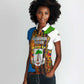 Equatorial Guinea Kente Women Polo Shirt - Tribal Mask and National Coat of Arms